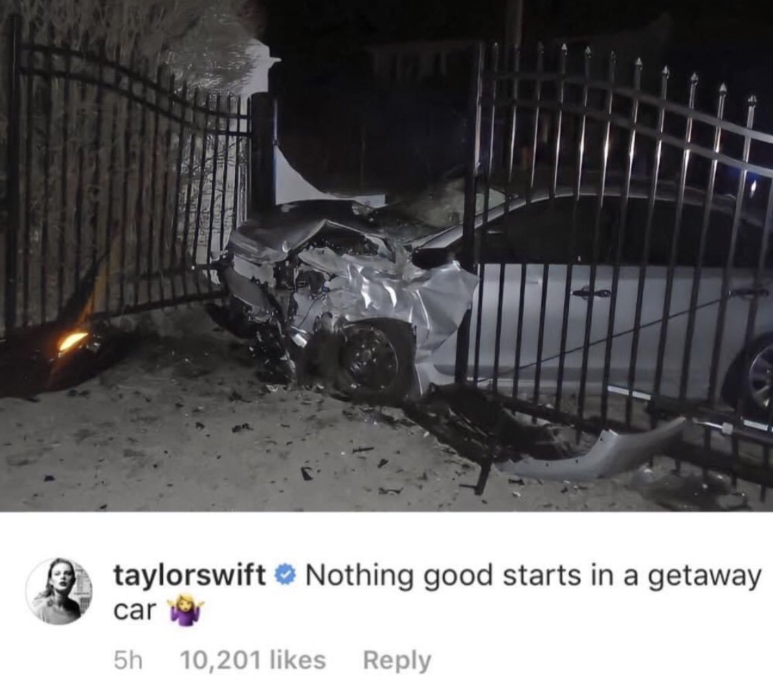 Remember when a stolen car crashed into Taylor Swift's house and she said…