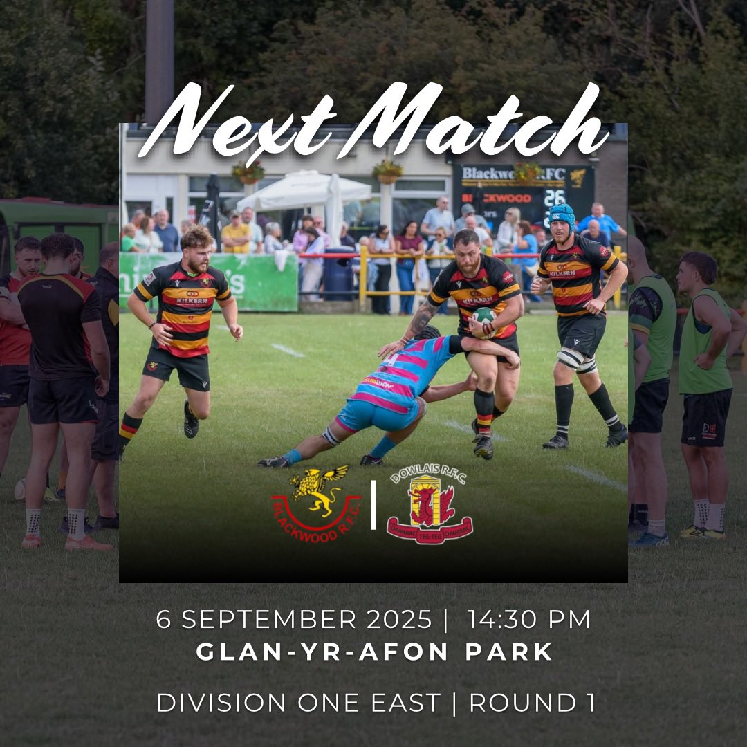 Blackwood_Rugby's tweet photo. 𝙂𝘼𝙈𝙀𝙒𝙀𝙀𝙆 #1 | New Season 🔥

We start the new season in Division 1️⃣ to @DowlaisRfc at Glan-Yr-Afon Park 🏟️

#WeAreBlackwood | #UppaWood 🔥 https://t.co/8WswJARz1s