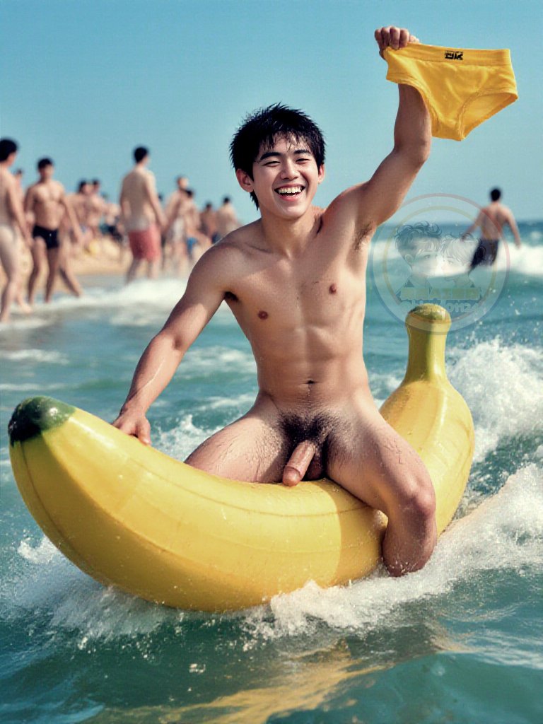 The boy went absolutely crazy playing the banana boat!
男孩玩香蕉船，玩瘋了！

#ai #aiartworks #male #boy #gay #gaymale #gayboy #yaoi
