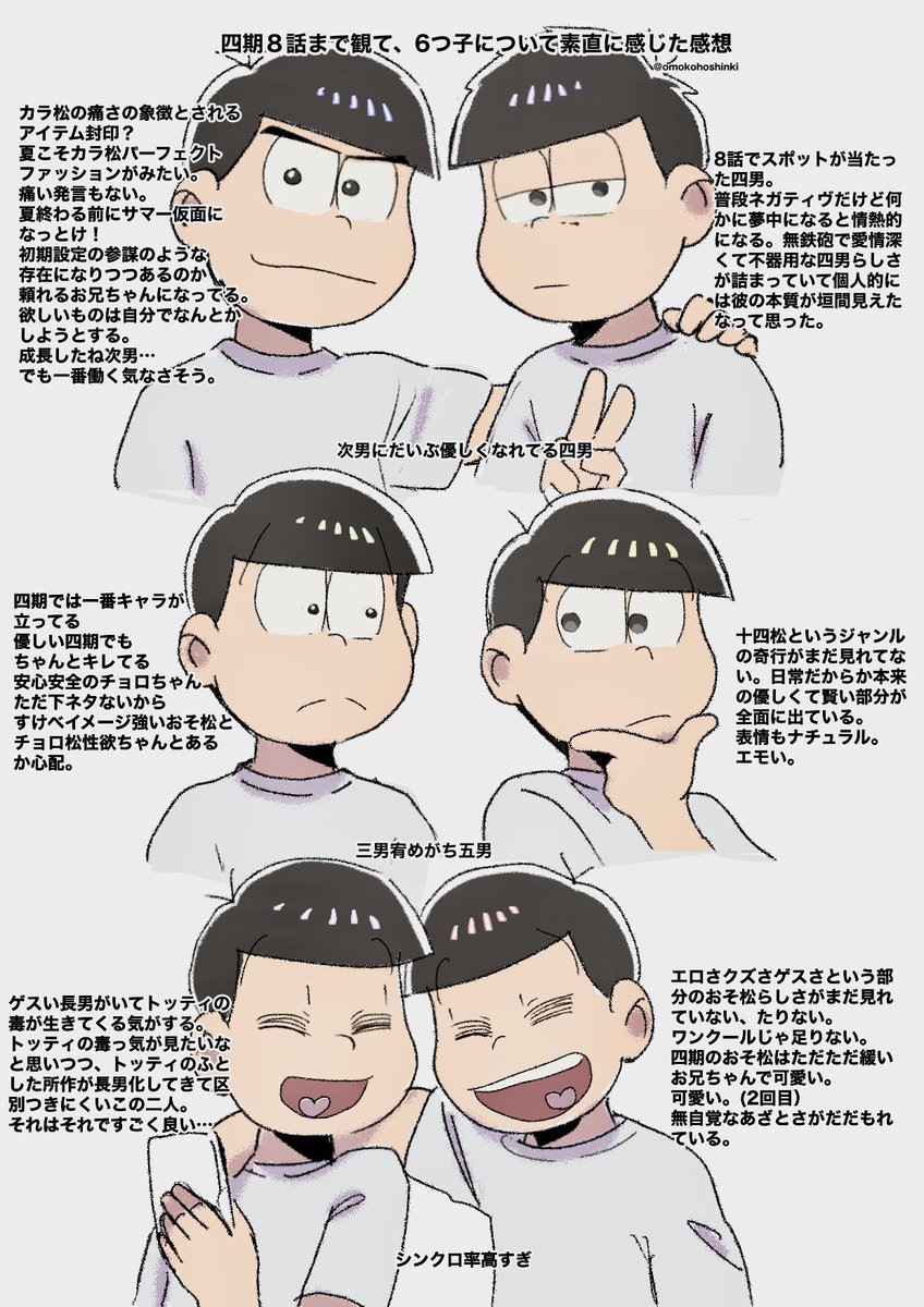 四期８話までみて、 6つ子について感じた個人的感想