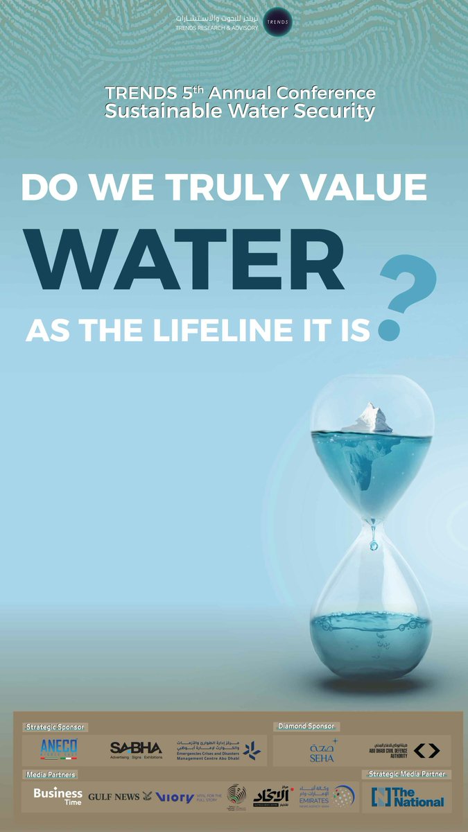 TrendsRA's tweet image. Do We Truly Value Water As The Lifeline It Is?
TRENDS 5th Annual Conference Sustainable Water Security
Register now:
trendsresearch.org/sustainable-wa…