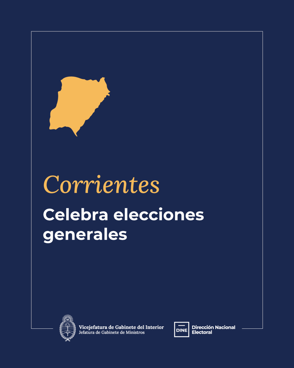 #CorrientesElige

La provincia de Corrientes celebra elecciones generales.

Se renuevan los cargos de:
✅ Gobernador y vicegobernador
✅ 5 senadores provinciales
✅ 15 diputados provinciales
✅ Cargos municipales en 73 municipios

👉 950.576 electores se encuentran habilitados a