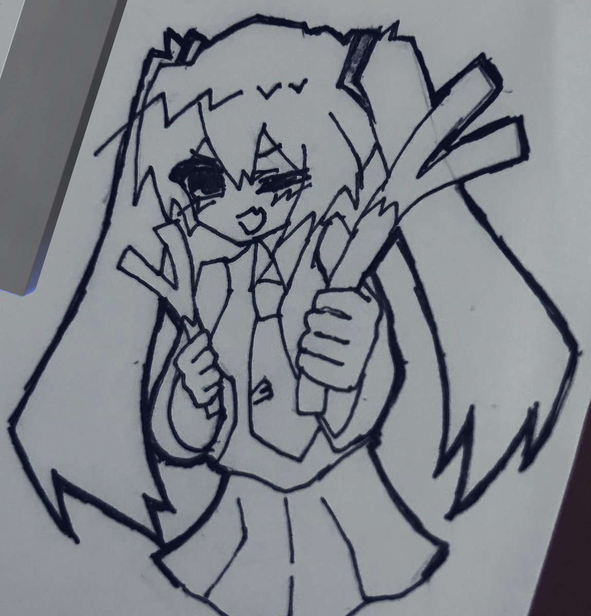 Kyomu_Apple's tweet photo. 遅くなったけどミクちゃんおめでとう🎊
平成感出したかった。
 #初音ミク生誕祭2025 
 #初音ミク誕生祭2025 
 #初音ミク 
 #イラスト 
 #イラスト好きな人と繋がりたい https://t.co/uxcGbgiwV7