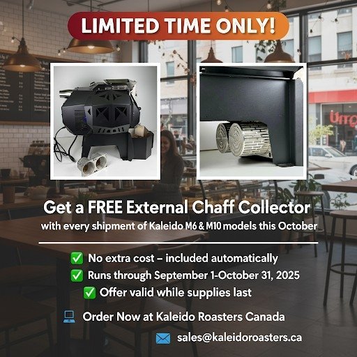 kaleidoroasters's tweet image. Starting next month, every Kaleido M6 and M10 roaster order ships with a FREE external chaff collector — our gift to you. 🎁🔥
#KaleidoRoasters #CoffeeRoaster #M6 #M10 #Innovation #HomeRoasting #Roasting #Coffee #SpecialtyCoffee #CoffeeLovers