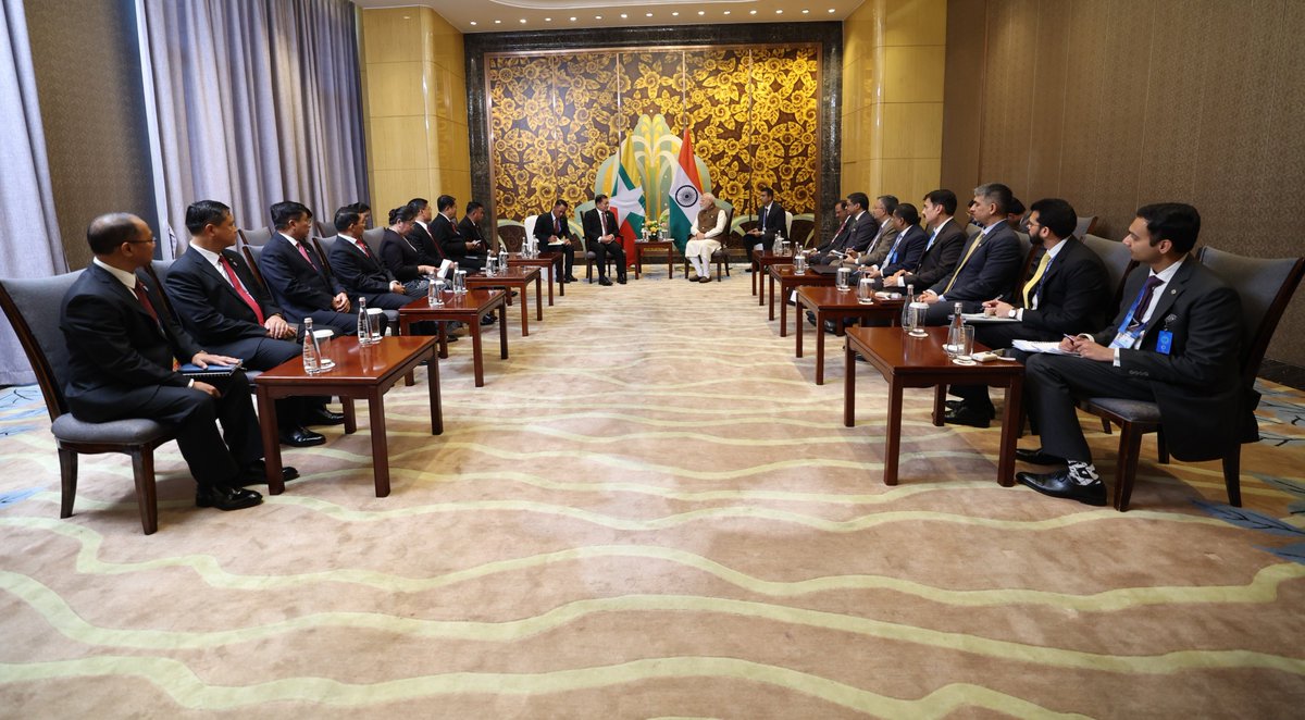 Senior General Min Aung Hlaing and I held talks in Tianjin. Myanmar is a vital pillar of India’s Act East and Neighbourhood First Policies. We both agreed that there is immense scope to boost ties in areas like trade, connectivity, energy, rare earth mining and security.