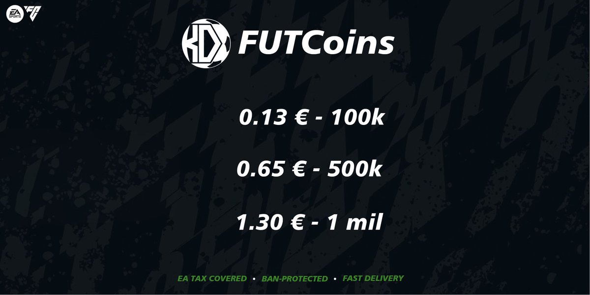 Prices even lower!♥️ 

0.11£ / 100k  - 1.13£ / 1mil
0.15$ / 100k  - 1.52$ / 1mil  

If you see cheaper, message us!  

#EAFC #EAFC25 #FC25Coins #EAFCCOINS #EAFC25COINS #FCCOINS