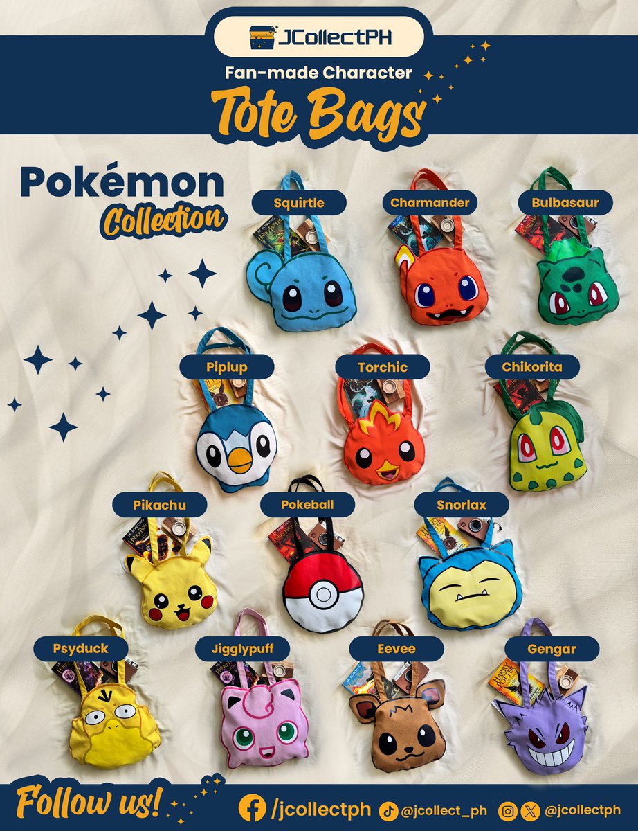 jcollectph's tweet photo. We have more for y'all! 💙💛✨️

JCollectPH Fan-made Character Tote Bags GMMtv Collection. 

Also, our Pokemon Collection is still here, waiting for you to collect them all. 😁

Kindly message us for inquiries. 😉

#JCollectPh #GMMtv #Pokemon #CollectThemAll https://t.co/8pKKe4wKL0