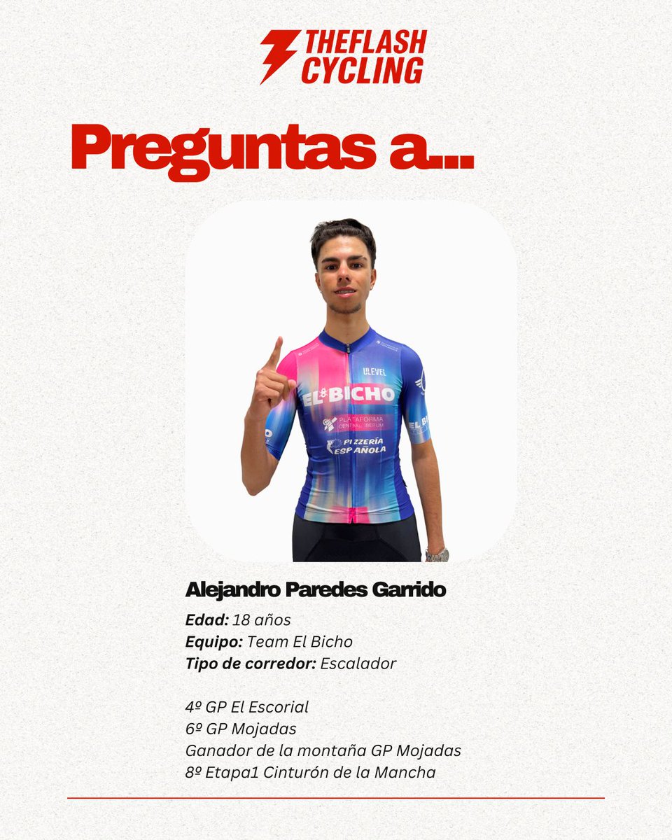 TheFlashCycling's tweet image. 🔴 PREGUNTAMOS A… Alejandro Paredes 🔴
El escalador del Team El Bicho 🐞⛰️ ya brilla en su primer año sub23.
Ambicioso, ligero y con un futuro prometedor, nos cuenta en 8 preguntas:
⚡ Debut en la categoría
⚡ Objetivos
⚡Curiosidades 

¿Hasta dónde llegará esta joven promesa?