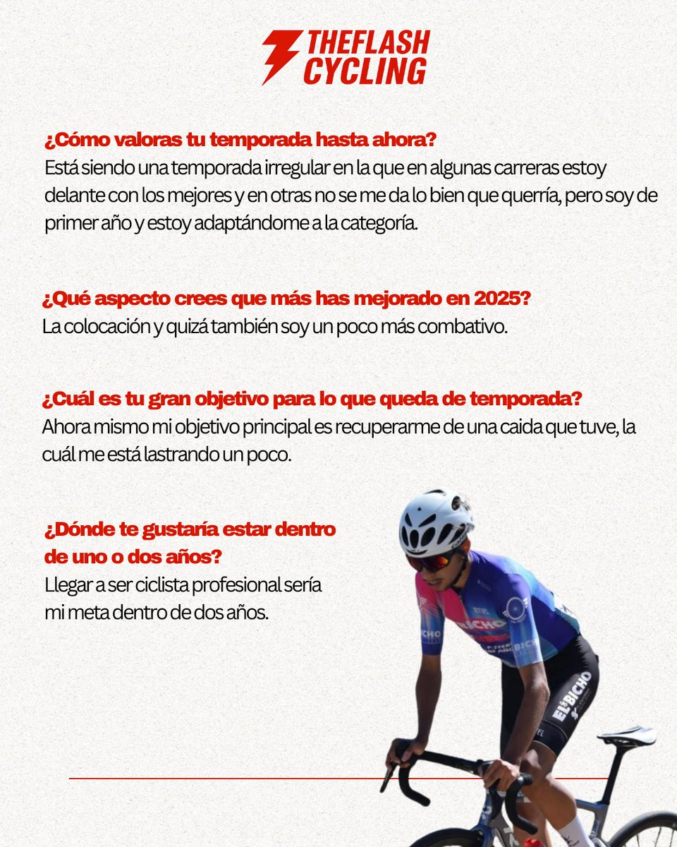 TheFlashCycling's tweet image. 🔴 PREGUNTAMOS A… Alejandro Paredes 🔴
El escalador del Team El Bicho 🐞⛰️ ya brilla en su primer año sub23.
Ambicioso, ligero y con un futuro prometedor, nos cuenta en 8 preguntas:
⚡ Debut en la categoría
⚡ Objetivos
⚡Curiosidades 

¿Hasta dónde llegará esta joven promesa?