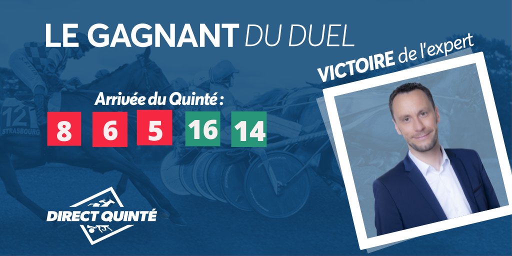 🏅 Ce dimanche, la sélection de notre expert, Sébastien Cornuel , a été la meilleure ! 
 Pour participer à l'émission de samedi, envoyez-nous votre pronostic !   
Retrouvez Direct Quinté Samedi 6 Septembre à partir de 15h10 sur <a href="/RMCDecouverte/">RMC Découverte</a>