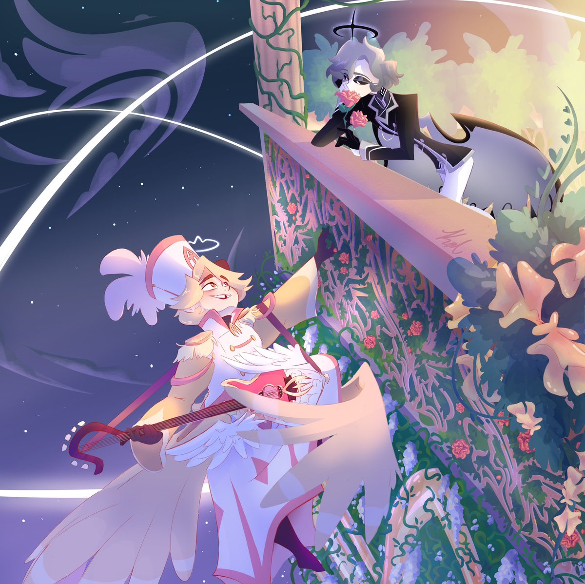 AsheLovenstein's tweet photo. “The one thing I always looked for, was my golden canary who would sing to me every night. I was smitten.”
—
I got this lovely YCH made for me by @kaldraws8280 ! 🥰✨
—
#HazbinHotel #HazbinHotelOC #HazbinHotelAbel #abelhazbinhotel https://t.co/0tKHfxi8TJ