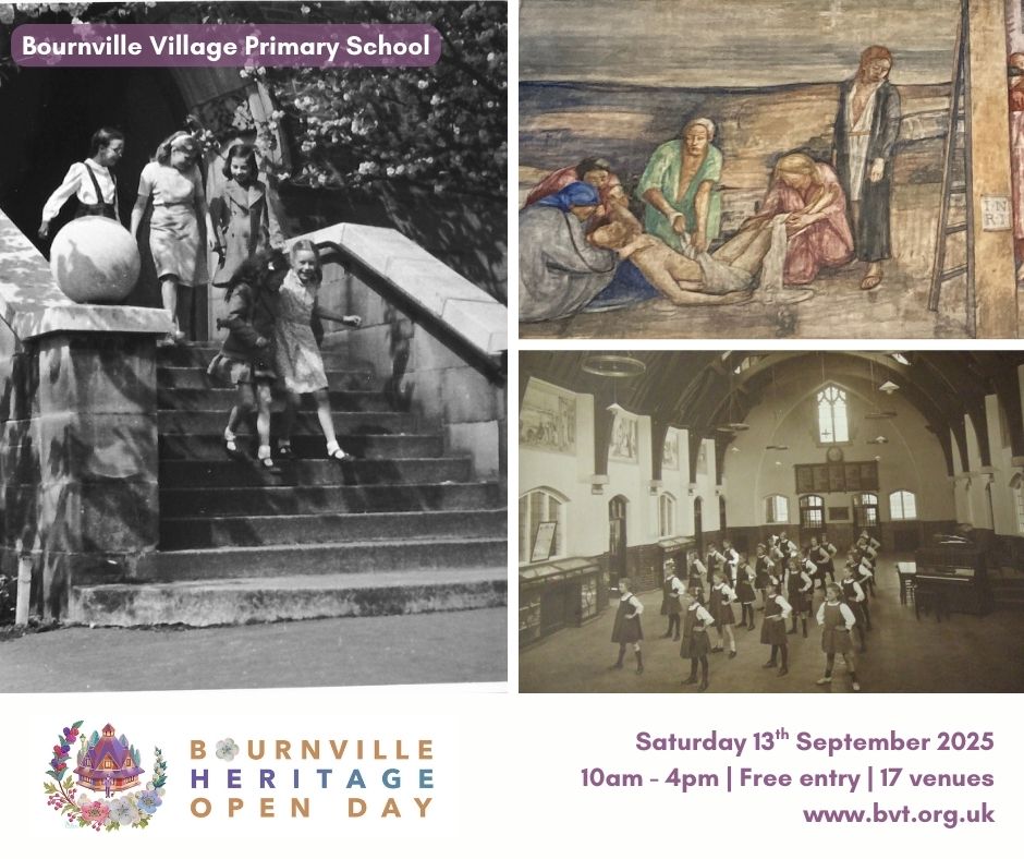 Discover #Bournville Village Primary School on Bournville Heritage Open Day 2025 | Sat 13th Sept 2025 | 10 - 4, from the stunning central hall to the beautiful frescoes, + see some the school's rare archives. Do you have any memories of the school? Info: bvt.org.uk/your-neighbour…