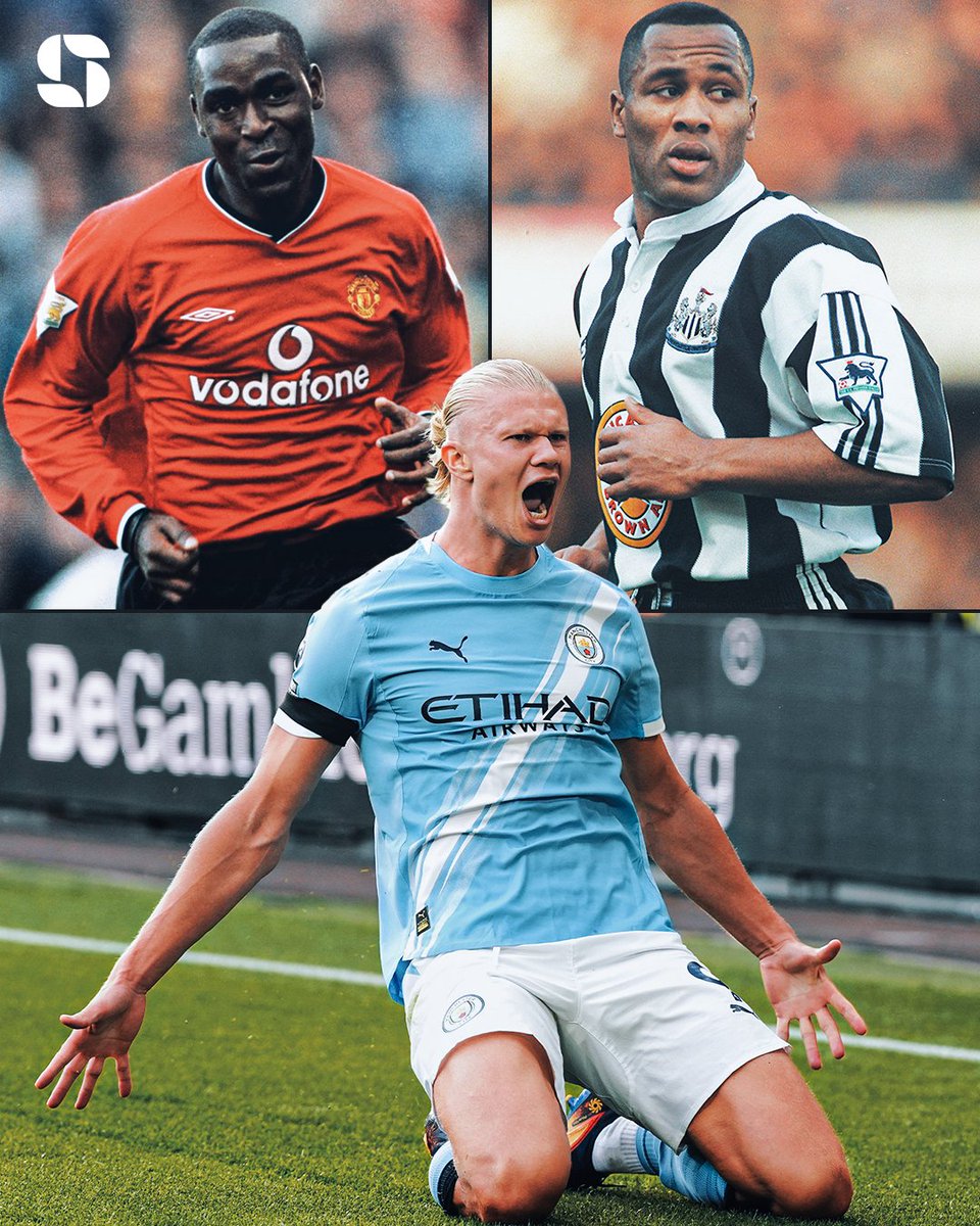 Squawka's tweet photo. Most goals scored in the month of August in Premier League history:

◎ 25 - Andy Cole (44 games)
◎ 22 - Les Ferdinand (47 games)
◉ 22 - Erling Haaland (13 games)

Just look at the games played. 👀 https://t.co/5CprSOGCRS