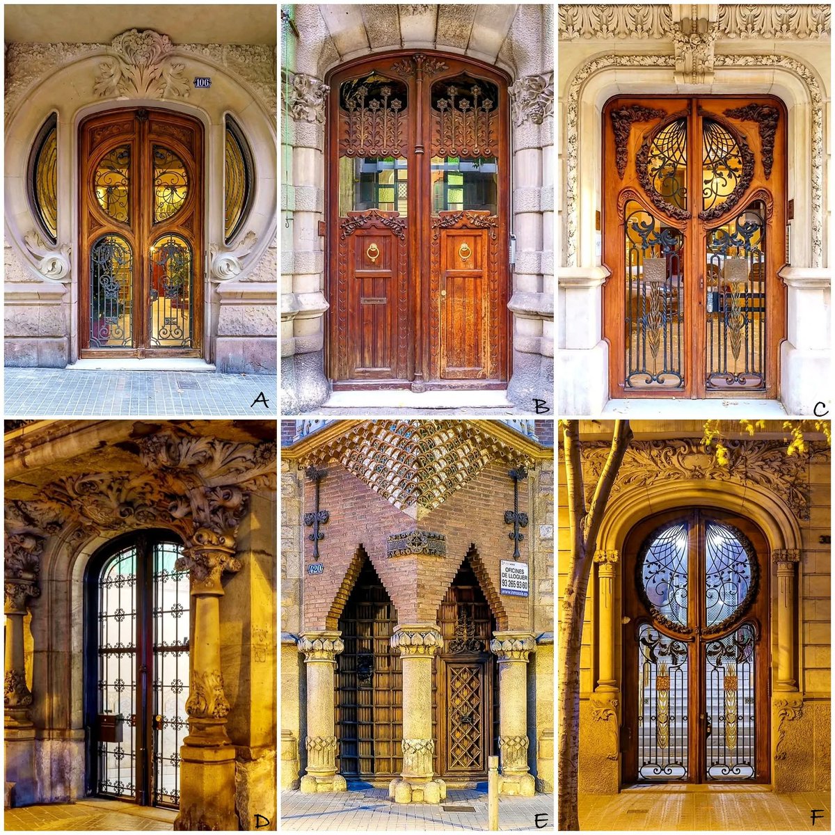 A collection of Art Nouveau doors.