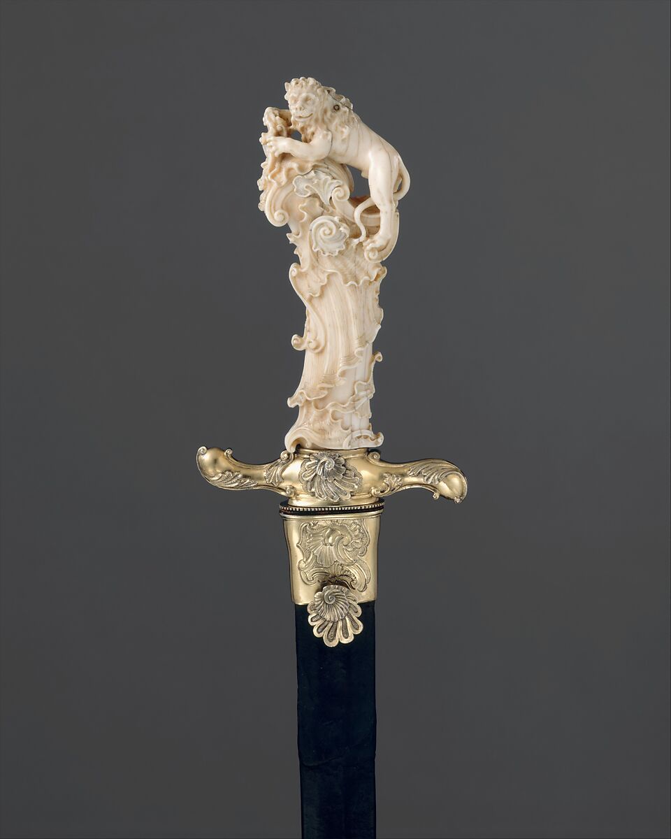 Hunting Sword with Scabbard, crafted around 1740 out of ivory.