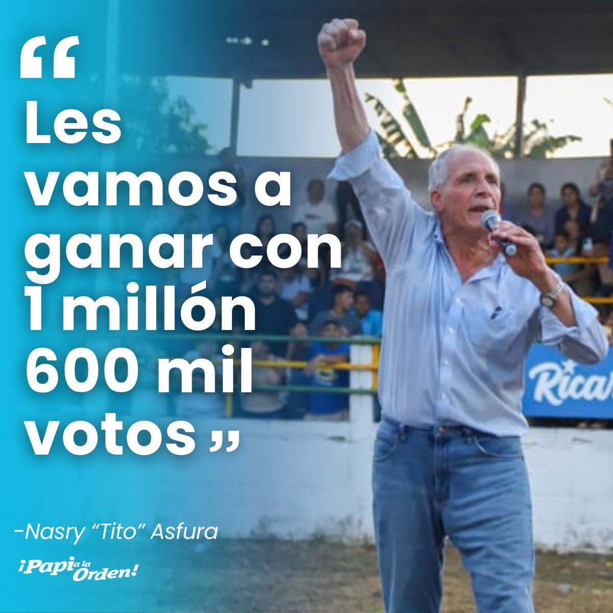 El llamado de Papi a la Orden es a trabajar fuertemente por lograr el triunfo, por el bien de Honduras, de nuestra libertad, de nuestra democracia y por el fututo de nuestros hijos.

¡NO a las ideologías fracasadas y NO a quienes fueron ALIADOS!