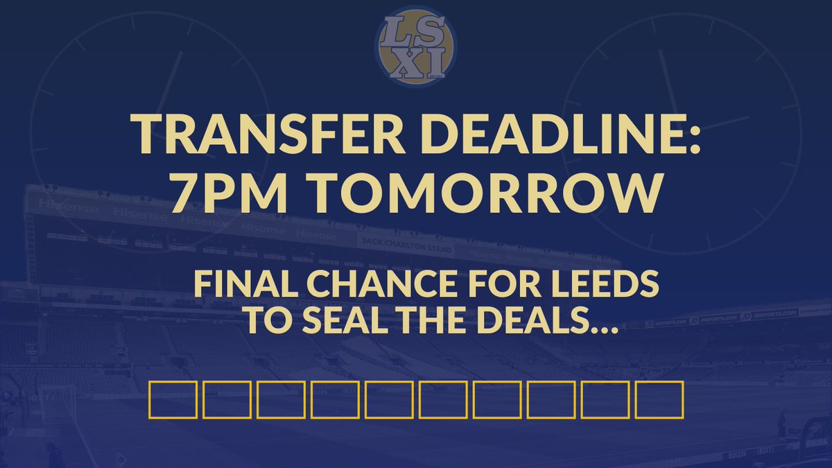 ⏳ Deadline Day is closing in…

The transfer window slams shut at 7PM tomorrow.

What business do you want to see Leeds get done before the clock runs out? 👀 

#LUFC #DeadlineDay #LSXI