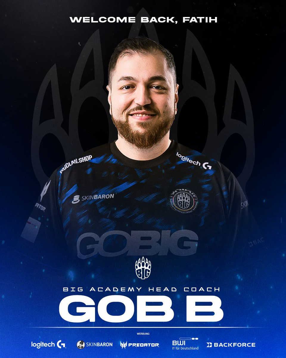 BIG (@bigclangg) on Twitter photo The Return of the Gobfather 🙏🇩🇪
Please welcome <a href="/gobelante/">Fatih 'gob b' Dayik</a> as the new Head Coach of our Academy team 🧠 The Return of the Gobfather 🙏🇩🇪
Please welcome <a href="/gobelante/">Fatih 'gob b' Dayik</a> as the new Head Coach of our Academy team 🧠