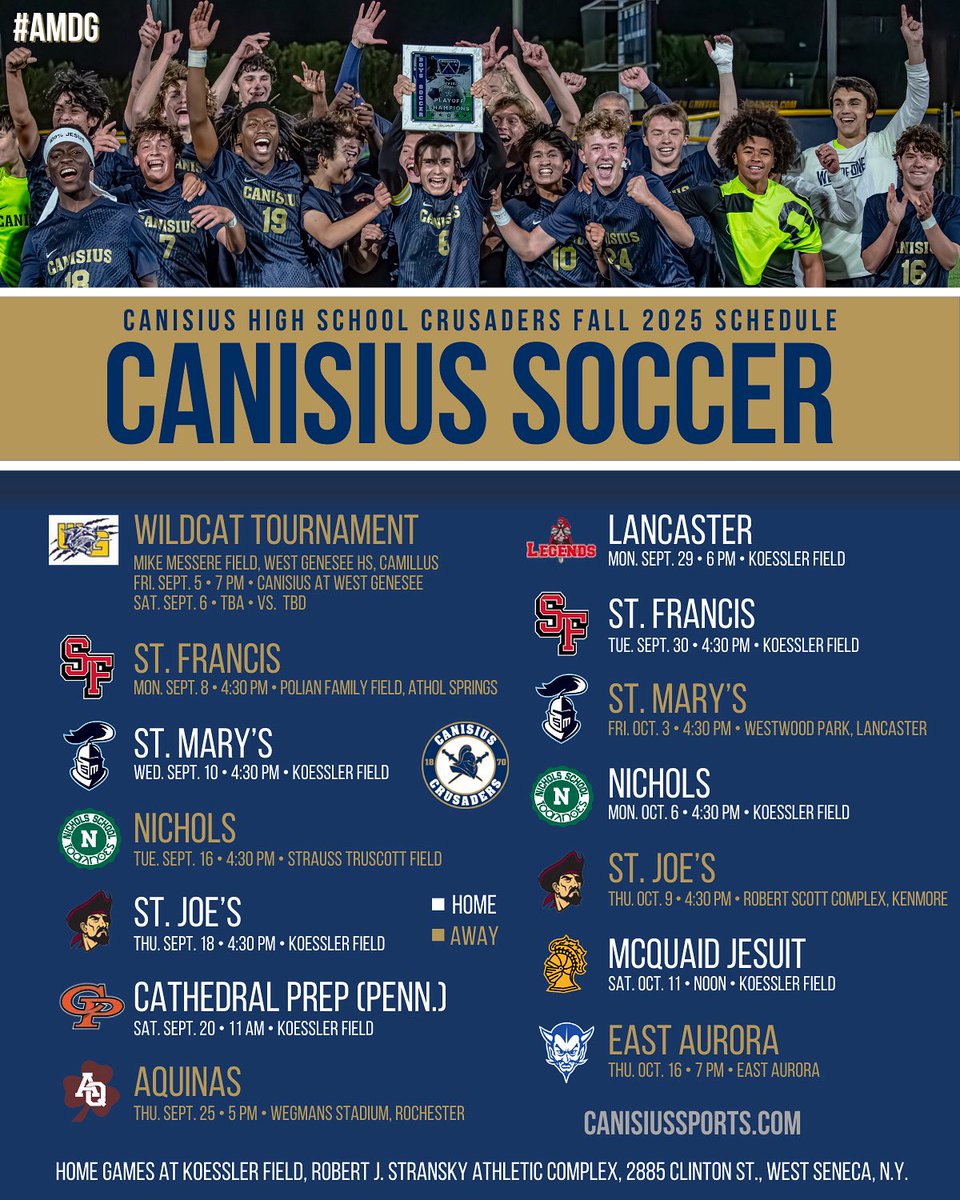 Canisius HS Sports (@canisiussports) on Twitter photo The reigning champions of the <a href="/MonsignorMartin/">Pete Schneider</a> Athletic Association are ready to hit the pitch in five days.
Fourth-year coach Orville Roberts and <a href="/canisiushssoc/">Canisius HS Soccer</a> have put together their usual top-flight schedule of outstanding opponents from Western New York and beyond. The reigning champions of the <a href="/MonsignorMartin/">Pete Schneider</a> Athletic Association are ready to hit the pitch in five days.
Fourth-year coach Orville Roberts and <a href="/canisiushssoc/">Canisius HS Soccer</a> have put together their usual top-flight schedule of outstanding opponents from Western New York and beyond.