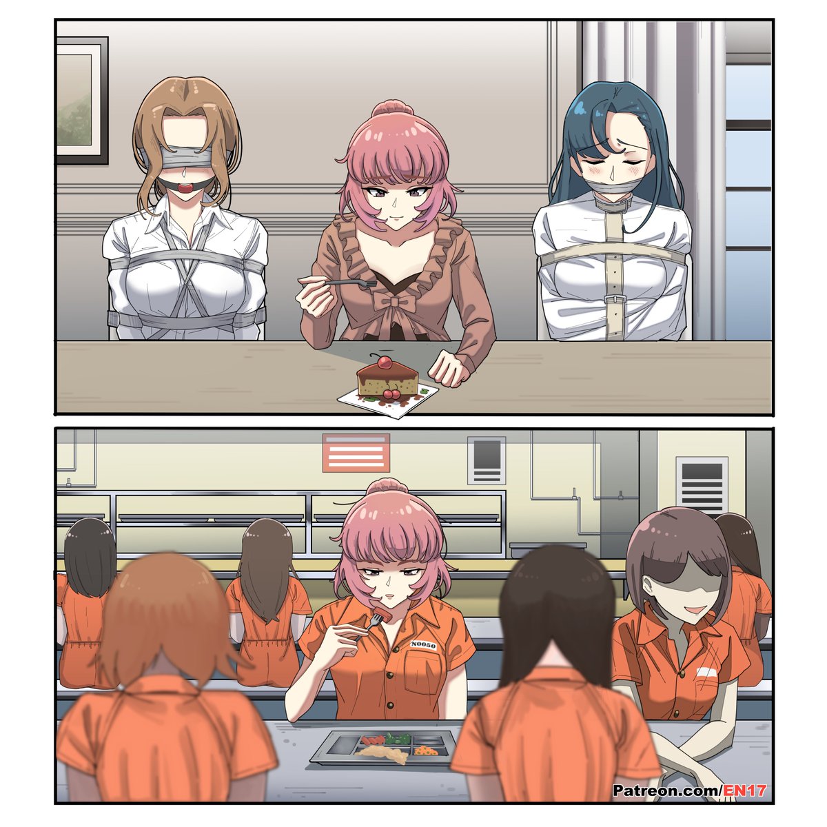 Block A Inmates: N0085, N0086] The Dinner Table #女囚 #囚人服 #刑務所