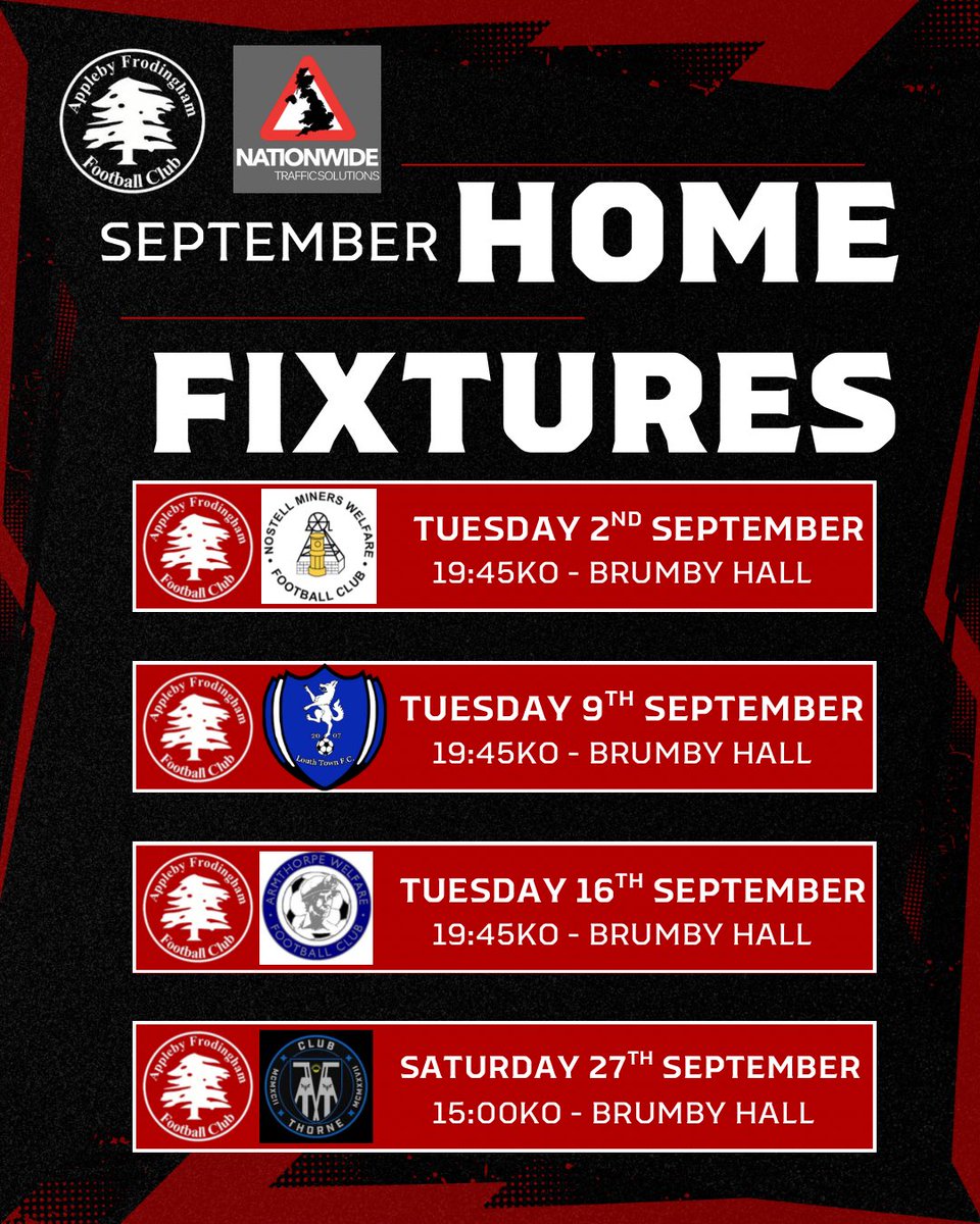 𝐒𝐞𝐩𝐭𝐞𝐦𝐛𝐞𝐫 𝐚𝐭 𝐡𝐨𝐦𝐞 🏠

After being on our travels a lot in the opening part of the season, we have 𝗳𝗼𝘂𝗿 home games to look forward to in a busy September, where we also have three further away games. 

(1/2)