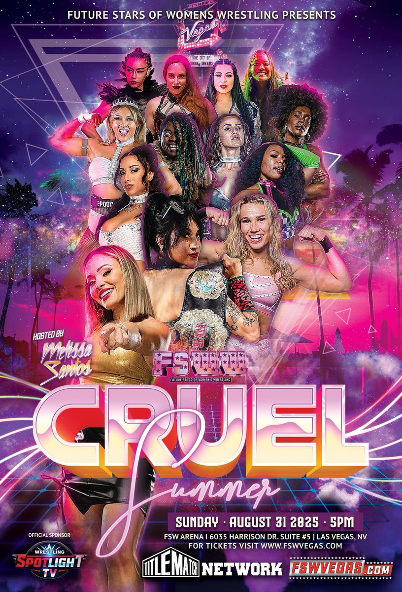 FSWW Cruel Summer is now streaming LIVE on <a href="/TitleMatchWN/">Title Match Network</a>! 

▶️ tinyurl.com/FSWW831

<a href="/GypsyMac/">Bruja Baddie 🔮</a> 
<a href="/BrittnieBrooks/">brittnie brooks</a> 
<a href="/Miss_LeilaGrey/">Leila Grey</a> 
<a href="/Mazzerati3/">Mazzerati</a> 
<a href="/TrishAdora202/">Trish Adora トリッシュ・アドラ</a> 
<a href="/SimoneSWilliams/">Simone Williams</a> 
<a href="/ThisIsMelSantos/">Melissa Santos</a> 
<a href="/BlackSwanDubois/">Zoe Dubois</a> 
<a href="/itszyra_/">THE TOXIC VIBE ZYRA 👁</a> 
<a href="/fallyngrey/">Fallyn Grey</a>