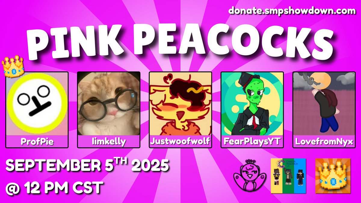 Introducing the PINK PEACOCKS!

Check them out on September 5th 2025 @ 12 PM CST and see if they can WIN the showdown! 👑