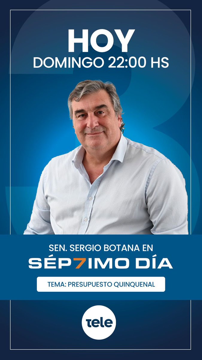 senado_botana's tweet image. Hoy el Senador @sergiobotana en Séptimo día por @teledoce a las 22:00 hs
