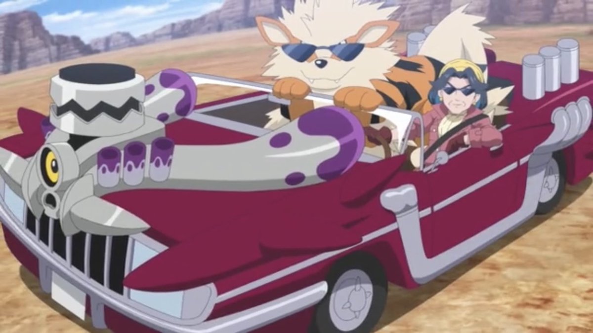 InfamousLooney's tweet image. Liko’s grandmother Diana coming in like a boss 🕶️😎🚗💨

#anipoke #Pokemon #PokemonHorizons