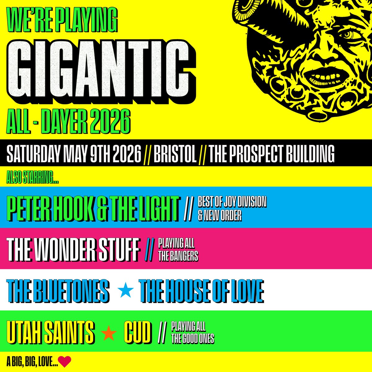 Great news, everyone. I’m playing GIGANTIC Bristol again. It was fantastic last time. Tickets go on sale at 7pm TONIGHT! No presale!
giganticalldayer.seetickets.com