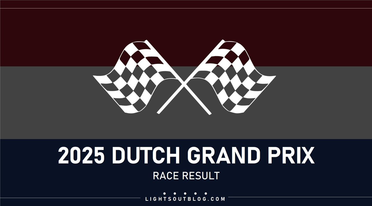🏁🇳🇱  2025 #DutchGP Result:

1. Piastri
2. Verstappen
3. Hadjar
4. Russell
5. Albon
6. Bearman
7. Stroll
8. Alonso
9. Tsunoda
10. Ocon
11. Colapinto
12. Lawson
13. Sainz
14. Hulkenberg
15. Bortoleto
16. Antonelli
17. Gasly

DNF: Norris, Leclerc, Hamilton #F1