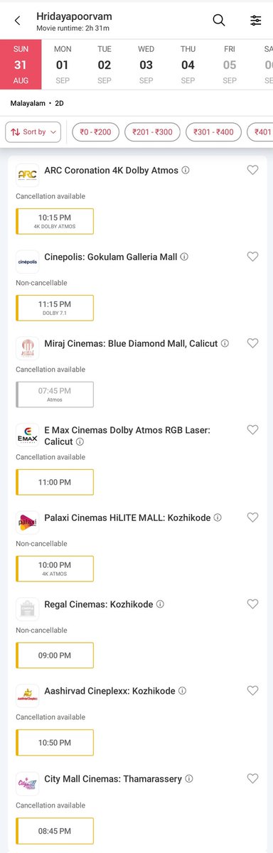 #Hridayapoorvam Super Sunday All Over - Kozhikode All Shows Filling Fast 💥👊🏼 

#Mohanlal <a href="/aashirvadcine/">Aashirvad Cinemas</a>