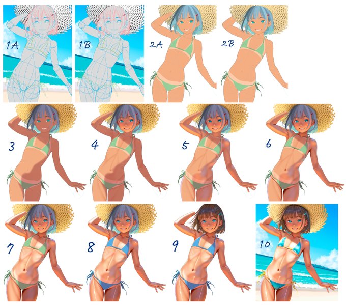 今回はこんな感じで描きました。

麦わら帽子は3Dアセットをベースにしています。
キャラは隠れる、切れる分まで描いてて
そこからマスクで消しています。
左手はトリミングで切る予定でしたが、今回ももったいない病が出てしまいました(;'Д`)
結果的にこっちのが良かったかなと。 