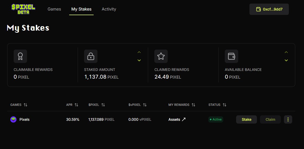 CosmicWolfRonin's tweet image. I also decided to add up 10% more to my @pixels_online stake reaching glorious 1137 $Pixels all talk about Axie but Pixels is the real Deal on @Ronin_Network #Ronin #Pixels $Ron