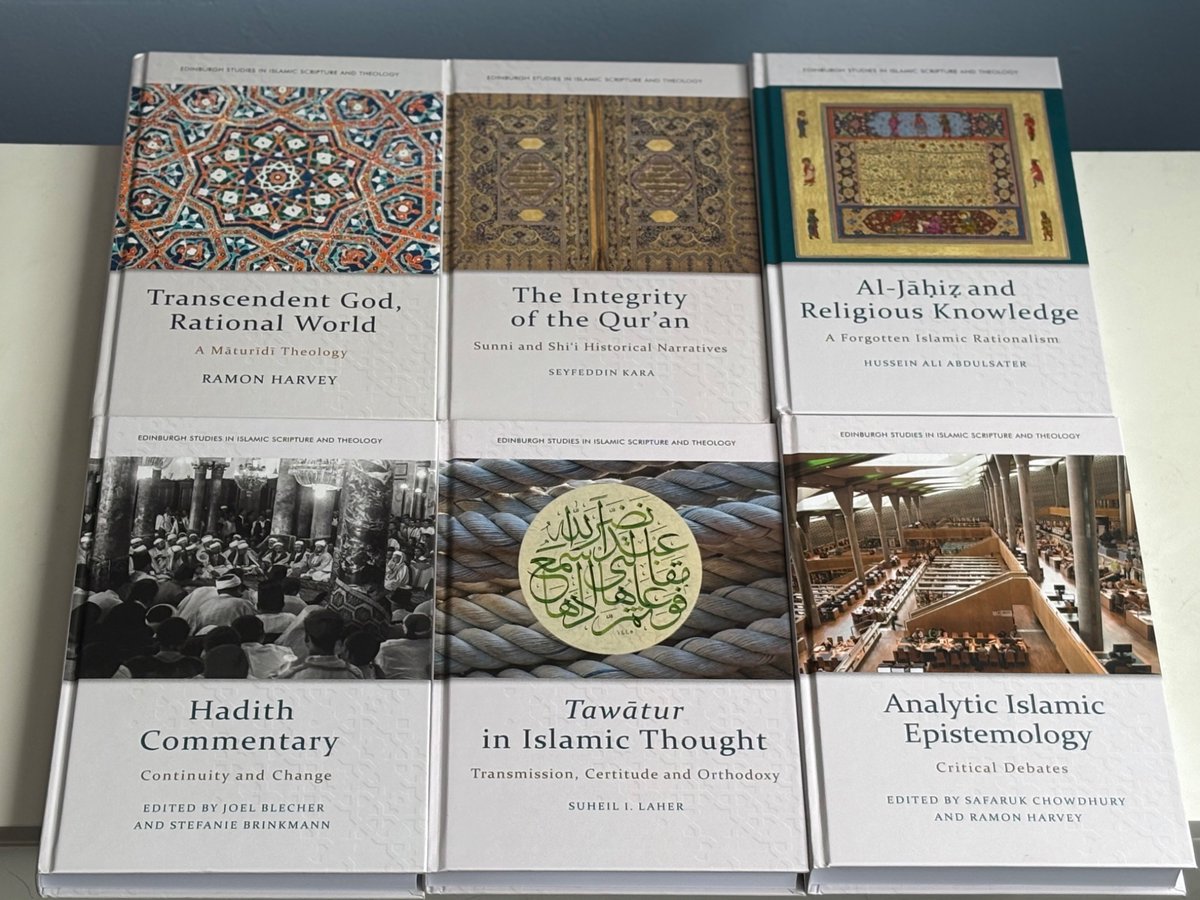 The complete set of Edinburgh Studies in Islamic Scripture and Theology so far. Thanks to the <a href="/EdinburghUP/">Edinburgh University Press</a> team, <a href="/NicolaRamsey1/">Nicola Ramsey</a> <a href="/RachelBridgewa2/">Rachel Bridgewater</a>, all the editorial board members, reviewers and authors. Here’s to many more great books (including some already in press)!