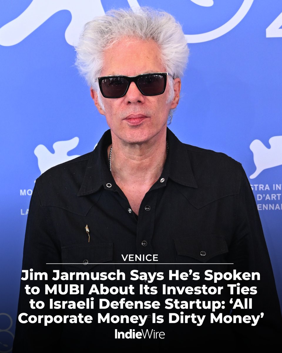 IndieWire's tweet photo. Jim Jarmusch is addressing MUBI's backlash for an investor tied to the Israeli military: https://t.co/y6uQ7orZsr https://t.co/5irgajwqMT