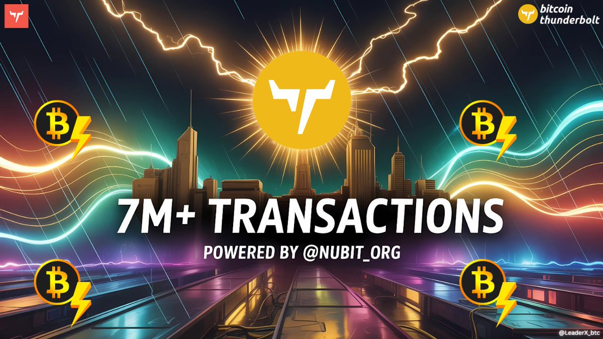 RANA | Bitcoin Thunderbolt ⚡ (@leaderx_btc) on Twitter photo 7M+ transactions settled.
126 countries joined.
Billions committed to Thunderbolt Station. ⚡️
<a href="/nubit_org/">Nubit | Bitcoin Thunderbolt</a>'s not just building infra but it is shaping the next chapter of Bitcoin.
Faster. Stronger. Global.
This is Bitcoin Thunderbolt ⚡
#Bitcoin #BitcoinAlpha 7M+ transactions settled.
126 countries joined.
Billions committed to Thunderbolt Station. ⚡️
<a href="/nubit_org/">Nubit | Bitcoin Thunderbolt</a>'s not just building infra but it is shaping the next chapter of Bitcoin.
Faster. Stronger. Global.
This is Bitcoin Thunderbolt ⚡
#Bitcoin #BitcoinAlpha