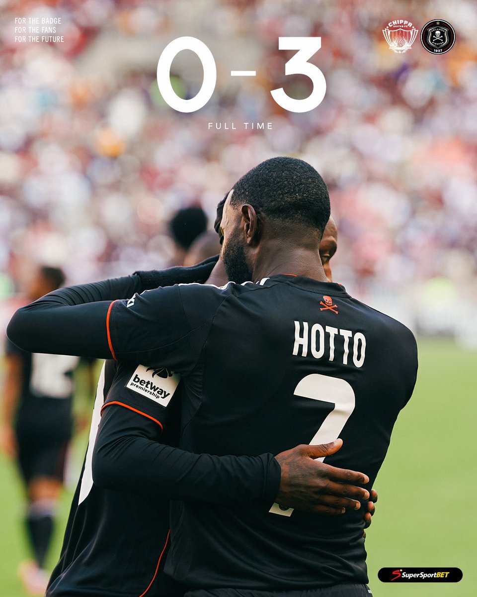 Orlando Pirates (@orlandopirates) on Twitter photo ☠️ FT | <a href="/ChippaUnitedFC/">Chippa United FC</a> 0 - 3 <a href="/orlandopirates/">Orlando Pirates</a>
🥅 Maswanganyi 10', Hotto 42', Moremi 66'
⚫⚪🔴⭐
#MatchDay
#OrlandoPirates
#OnceAlways ☠️ FT | <a href="/ChippaUnitedFC/">Chippa United FC</a> 0 - 3 <a href="/orlandopirates/">Orlando Pirates</a>
🥅 Maswanganyi 10', Hotto 42', Moremi 66'
⚫⚪🔴⭐
#MatchDay
#OrlandoPirates
#OnceAlways