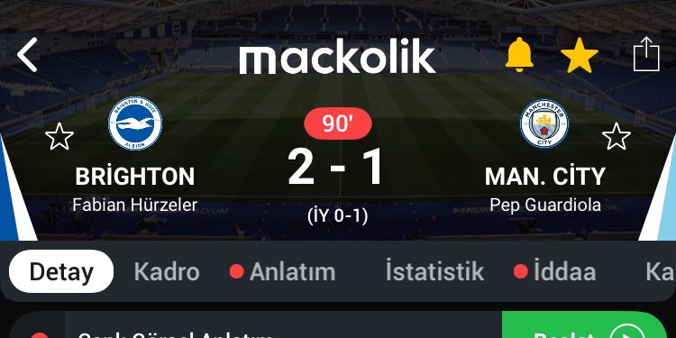 Cumartesi günü yayında pazar günü İngiltere den City maçından 1/2 2/1 beklediğimi söyledim kendi yayınımda ve misafir katıldığım yayında 

GERÇEK DİNLEYİCİLERDEN KİMLER ALDI BU MAÇA 1/2 2/1 OLARAK 

SİSTEM ÇÖZÜLDÜ ✅