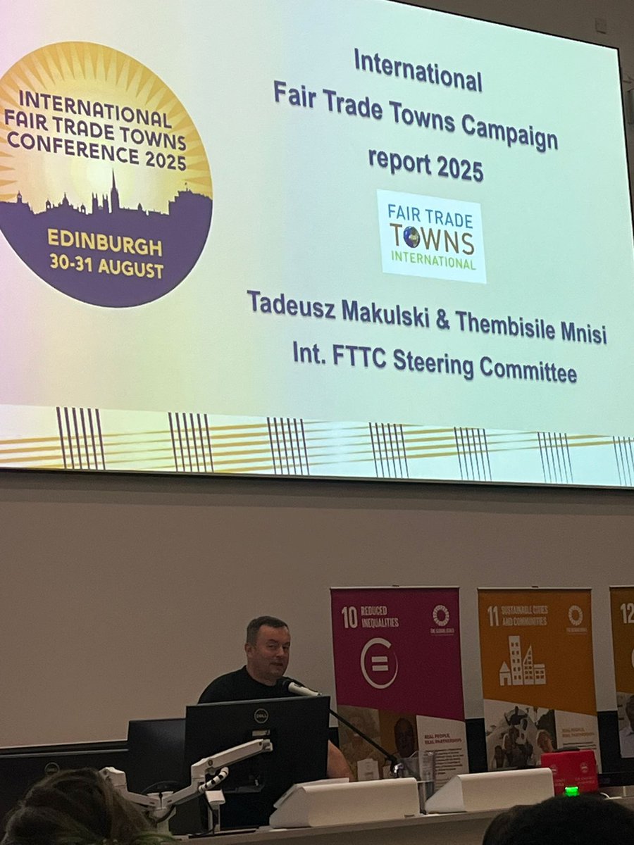 Tadeusz Makulski, from <a href="/FairtradePolska/">Fairtrade Polska</a>, delivers the 2025 #FairTrade Towns Campaign report to the International Fair Trade Towns Conference 2025 in Edinburgh.