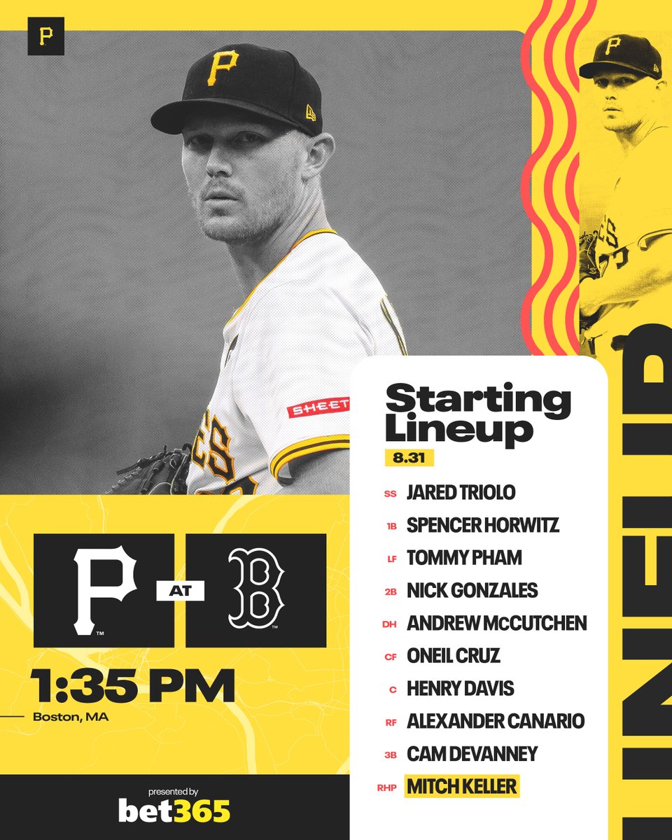 Pirates's tweet image. Series finale vs. the Red Sox.

📺 @SNPittsburgh
📻 @937theFan | The PRN

Presented by @bet365_us