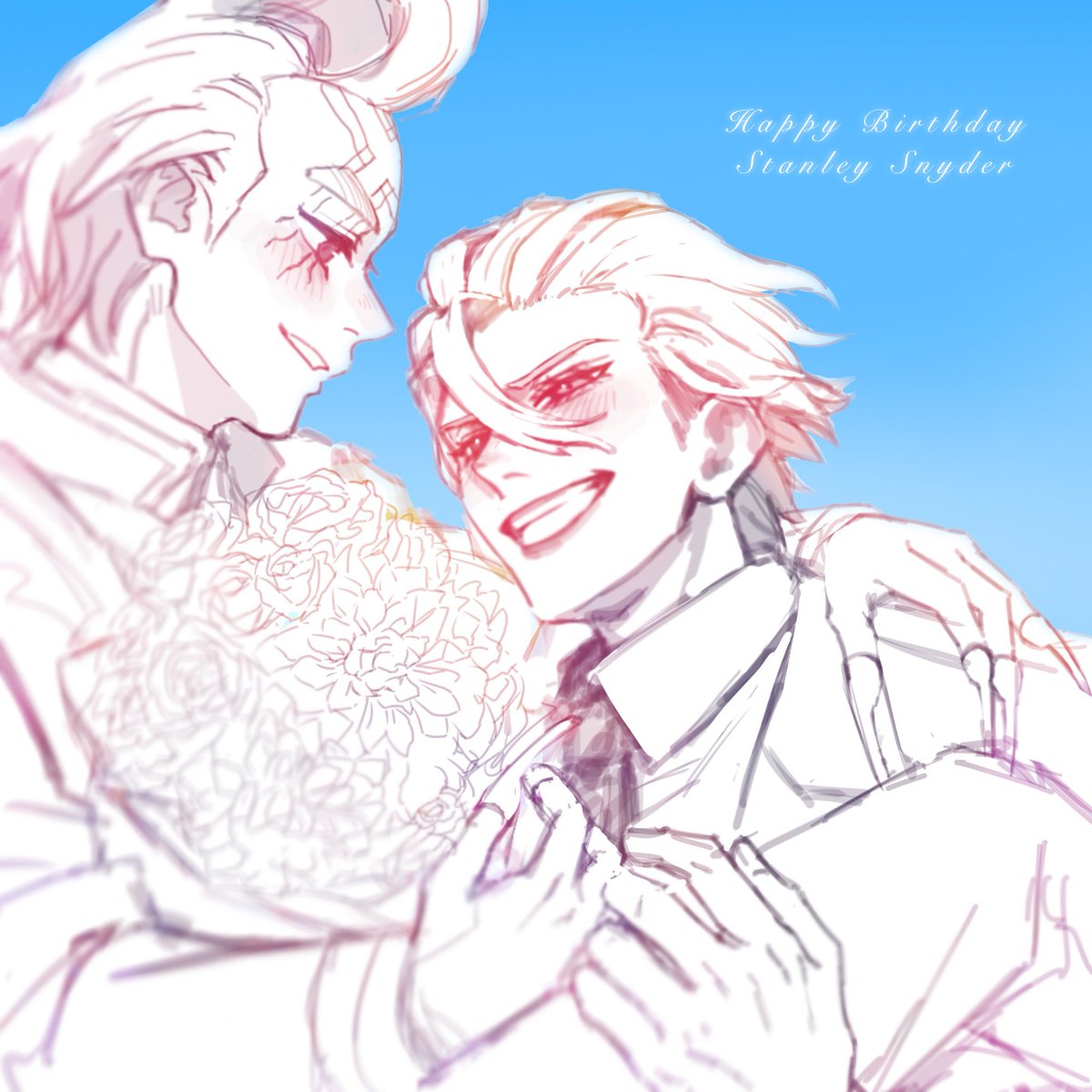 終わらなくて非常に悔しい🥲後でちゃんと清書します🙏めでたいよ〜🎉🎉🎉

#スタンリー・スナイダー誕生祭2025
 #DrSTONEスタンリー誕生祭2025