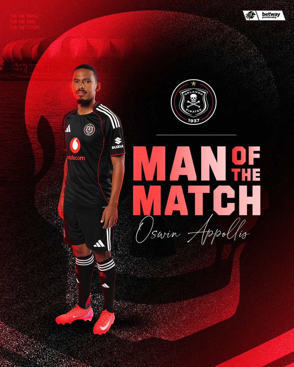 Orlando Pirates (@orlandopirates) on Twitter photo β οΈ π€΄πΎ πππ§ π¨π ππ‘π πππππ‘| Oswin Appollis
<a href="/ChippaUnitedFC/">Chippa United FC</a> 0 - 3 <a href="/orlandopirates/">Orlando Pirates</a>
β«βͺπ΄β
#MatchDay
#OrlandoPirates
#OnceAlways β οΈ π€΄πΎ πππ§ π¨π ππ‘π πππππ‘| Oswin Appollis
<a href="/ChippaUnitedFC/">Chippa United FC</a> 0 - 3 <a href="/orlandopirates/">Orlando Pirates</a>
β«βͺπ΄β
#MatchDay
#OrlandoPirates
#OnceAlways