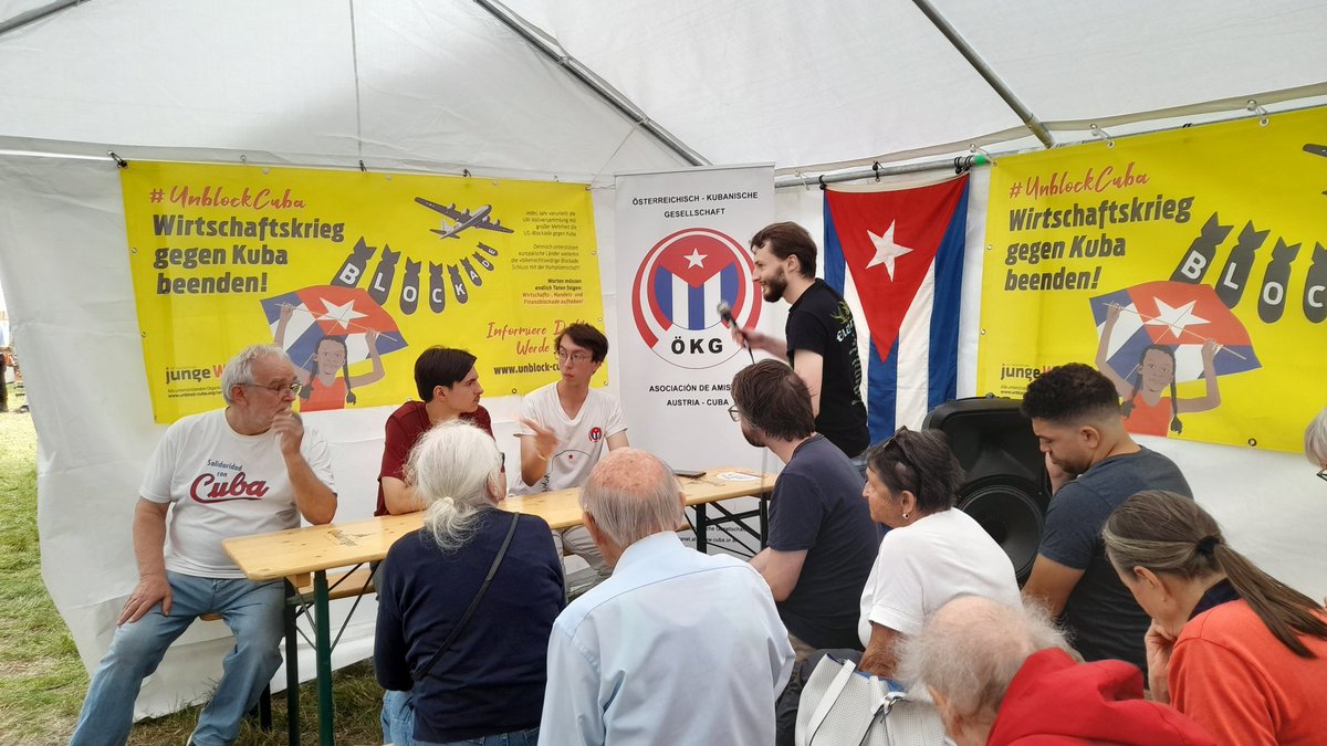 Durante el #Volksstimmefest, miembros de la <a href="/KJ_Oesterreich/">KJÖ🚩Kommunistische Jugend Österreichs</a> detallaron la experiencia de integrar la 52 edición de la Brigada Europea de Trabajo Voluntario y Solidaridad con Cuba "José Martí" que visitó a #Cuba el pasado julio.

#CubaNoEstáSola