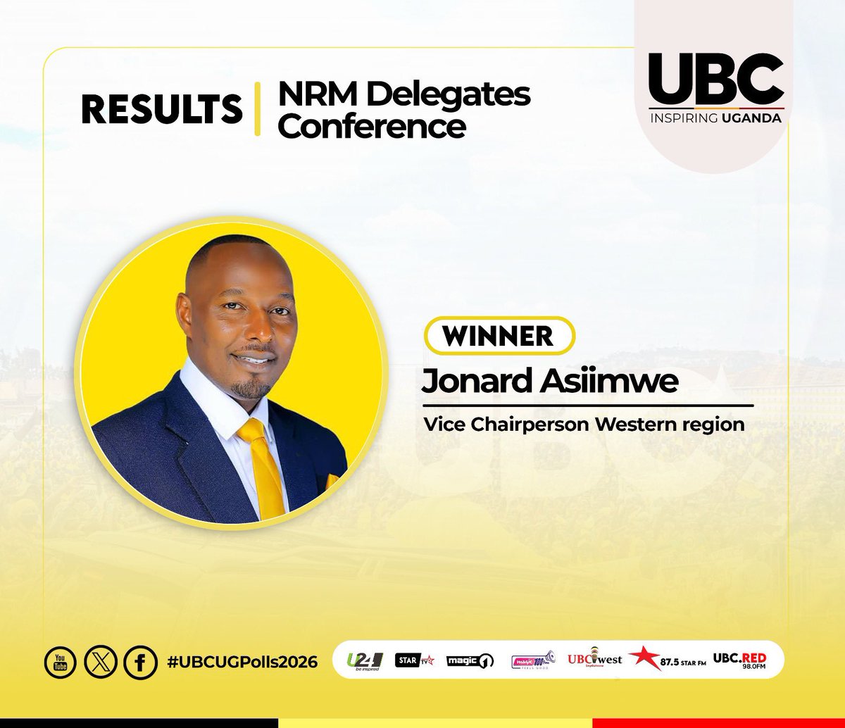 NRM-National Vice Chairperson Western Region (@nrmwestern) on Twitter photo Victory belongs to Jesus! Thank you once again.
Long live NRM delegates! Long live Our hero <a href="/KagutaMuseveni/">Yoweri K Museveni</a>
<a href="/BalaamBarugahar/">Barugahara Balaam Ateenyi.</a> <a href="/AnitahAmong/">Anita Annet Among</a> <a href="/ubctvuganda/">UBC UGANDA</a> <a href="/mkainerugaba/">Muhoozi Kainerugaba</a> <a href="/HonKyeyune/">Hon. Haruna Kyeyune Kasolo</a>
<a href="/Derickcollins3/">Derickcollins</a> <a href="/EngJonard/">Hon. Eng Asiimwe Jonard.</a> Victory belongs to Jesus! Thank you once again.
Long live NRM delegates! Long live Our hero <a href="/KagutaMuseveni/">Yoweri K Museveni</a>
<a href="/BalaamBarugahar/">Barugahara Balaam Ateenyi.</a> <a href="/AnitahAmong/">Anita Annet Among</a> <a href="/ubctvuganda/">UBC UGANDA</a> <a href="/mkainerugaba/">Muhoozi Kainerugaba</a> <a href="/HonKyeyune/">Hon. Haruna Kyeyune Kasolo</a>
<a href="/Derickcollins3/">Derickcollins</a> <a href="/EngJonard/">Hon. Eng Asiimwe Jonard.</a>