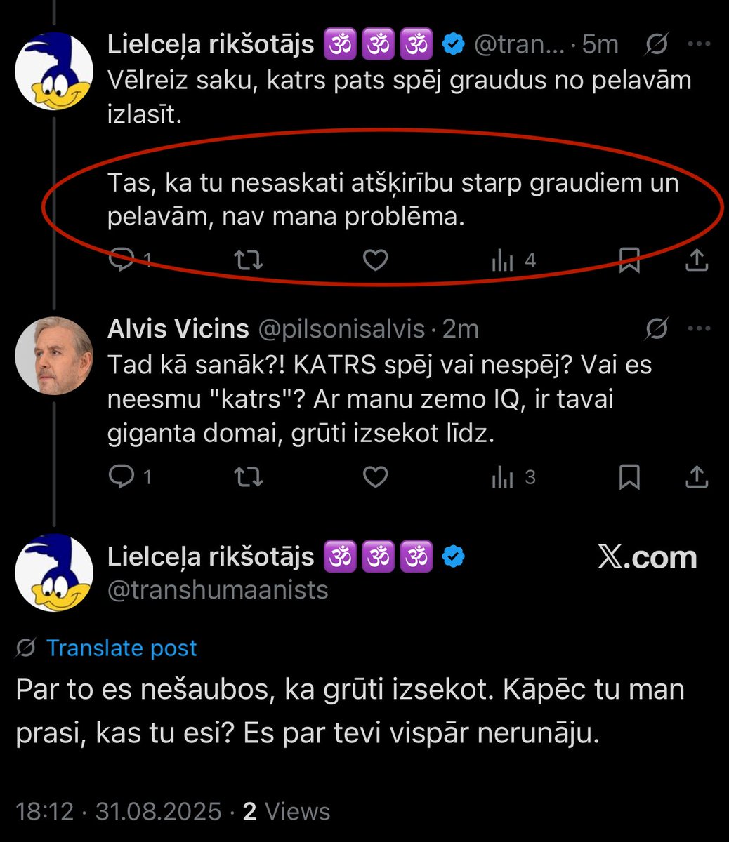 <a href="/transhumaanists/">Lielceļa rikšotājs 🕉️🕉️🕉️</a> <a href="/realGints/">Gints Gailišs</a> <a href="/n_karklinz/">Nepareizais Emuārs</a> Šitas parodijkonts ir tiešām ņirdzīgs.