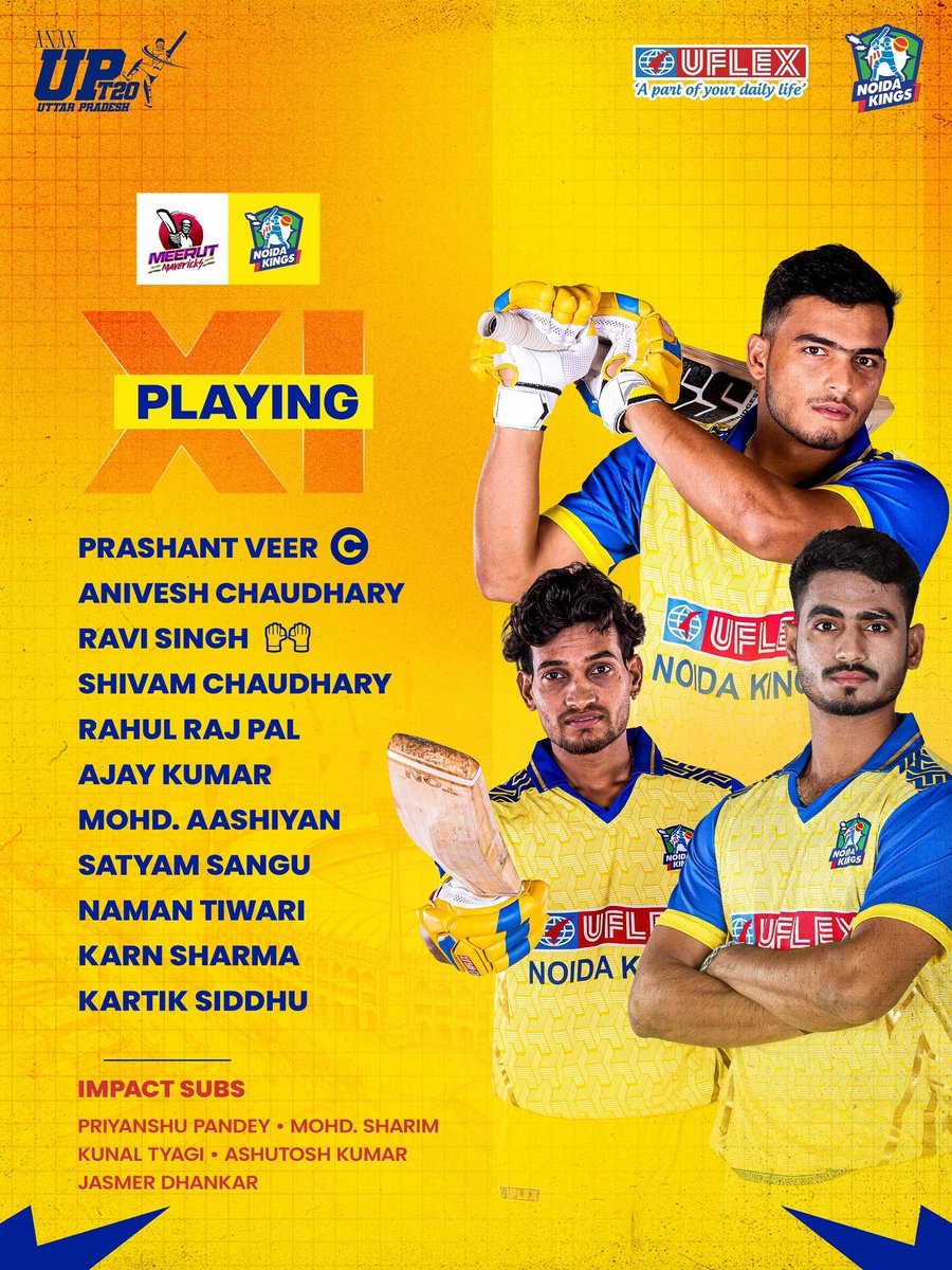 Last league battle ⚡ Our 1️⃣1️⃣ are set!

#NoidaKings | #UPKiPehechaan | #NoidaKiJaan | #UPT20League | #KhiladiYahanBantaHai | #UPCA