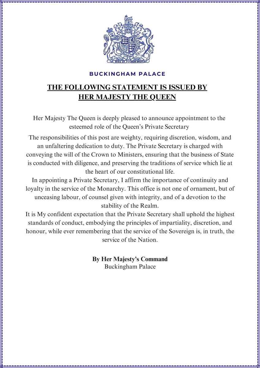 👑 | Statement issued by Her Majesty, The Queen.