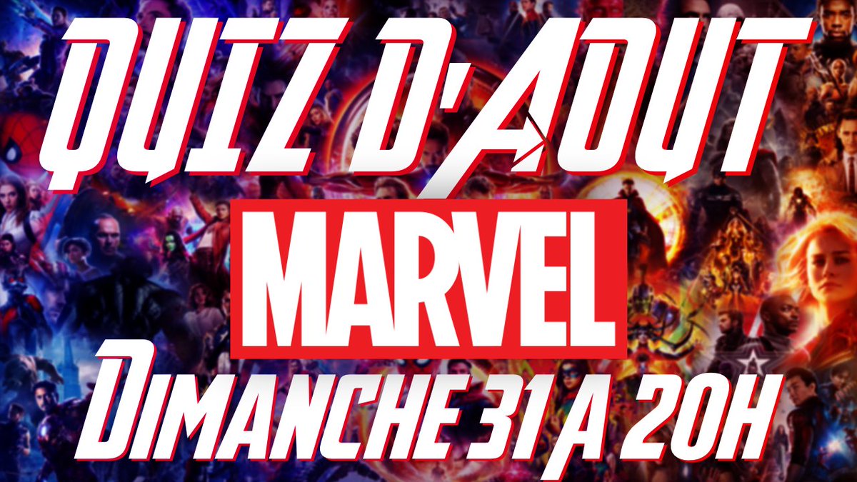 On oublie pas que ce soir, c'est LE QUIZ D'AOÛT sur le thème de MARVEL ! Ça commence à 20h ! Vous avez révisé ? 

PS : On sera plus sûr Round Game car... ÇA N'EXISTE PLUS !! PTDR !!

Twitch.tv/arnaudryku