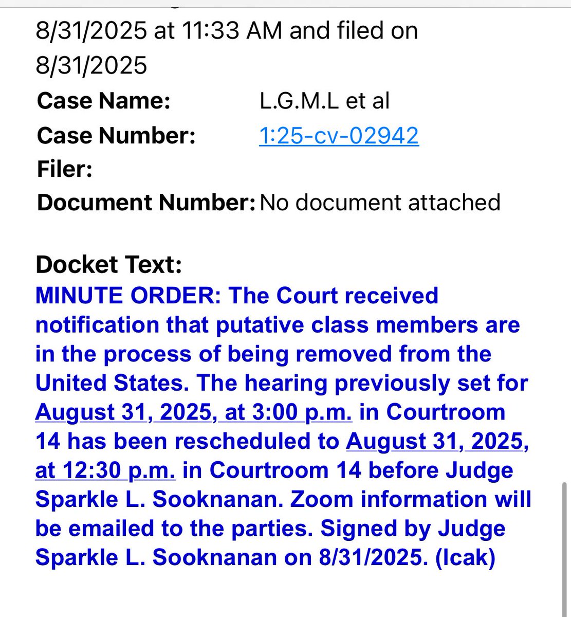 Kyle Cheney (@kyledcheney) on Twitter photo <a href="/joshgerstein/">Josh Gerstein</a> BREAKING: Judge Sooknanan says the children are being removed right now so has advanced today’s hearing to 12:30pm. politico.com/news/2025/08/3… <a href="/joshgerstein/">Josh Gerstein</a> BREAKING: Judge Sooknanan says the children are being removed right now so has advanced today’s hearing to 12:30pm. politico.com/news/2025/08/3…